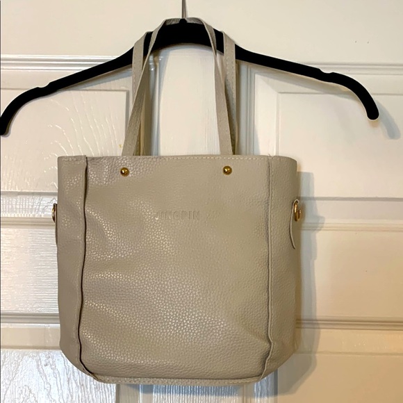 Jingpin Taupe Faux Leather Tote Bag with pouches NWOT - Picture 1 of 4